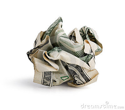 crumpled dollar bill
