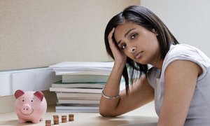 Female student worrying about money
